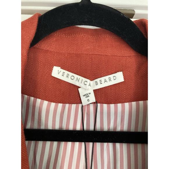 VERONICA BEARD Baltazar Dickey Jacket Womens Blazer Clay Linen Career Size 6 - Picture 5 of 14